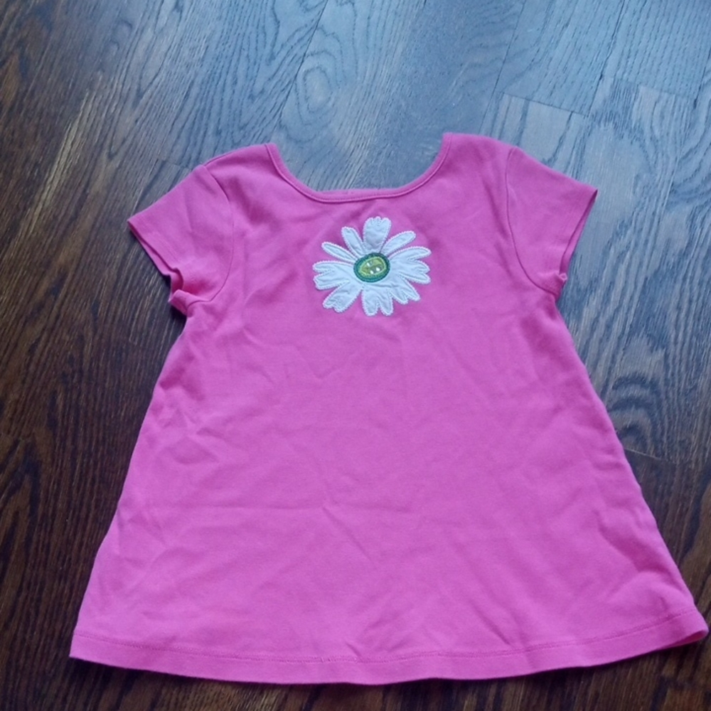 Gymboree Girls Pink Flower Graphic T-Shirt Size 6 Short Sleeve Top